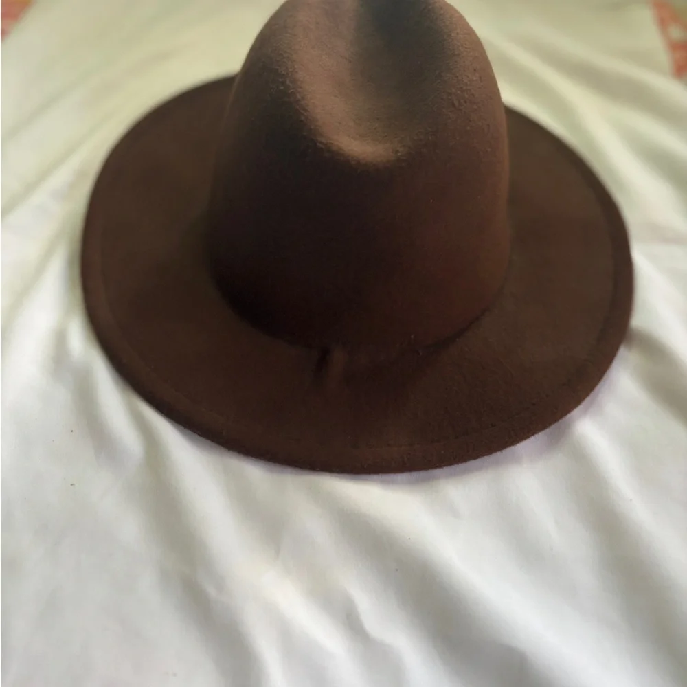 Wide Brim Fedora Hat for Women or‎ Men Brown Woolen Felt Hat Panama Jazz Cap